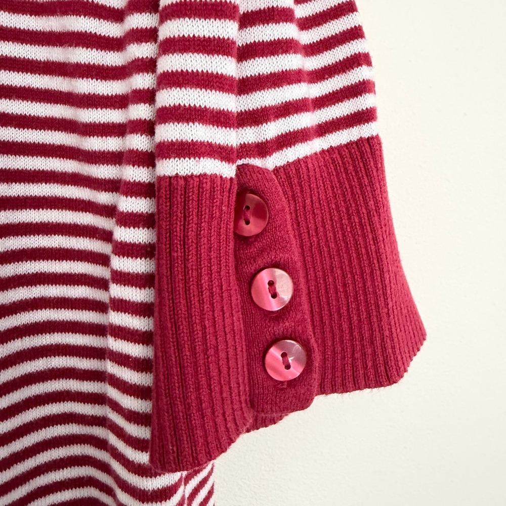 LOFT Red and White Striped Short Sleeve Cardigan Top, Size L - Picture 4 of 5